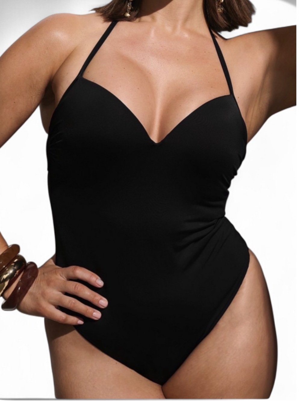 Victoria's Secret Black Push Up Cheeky One Piece Halter Swimsuit, Women's Sz XL